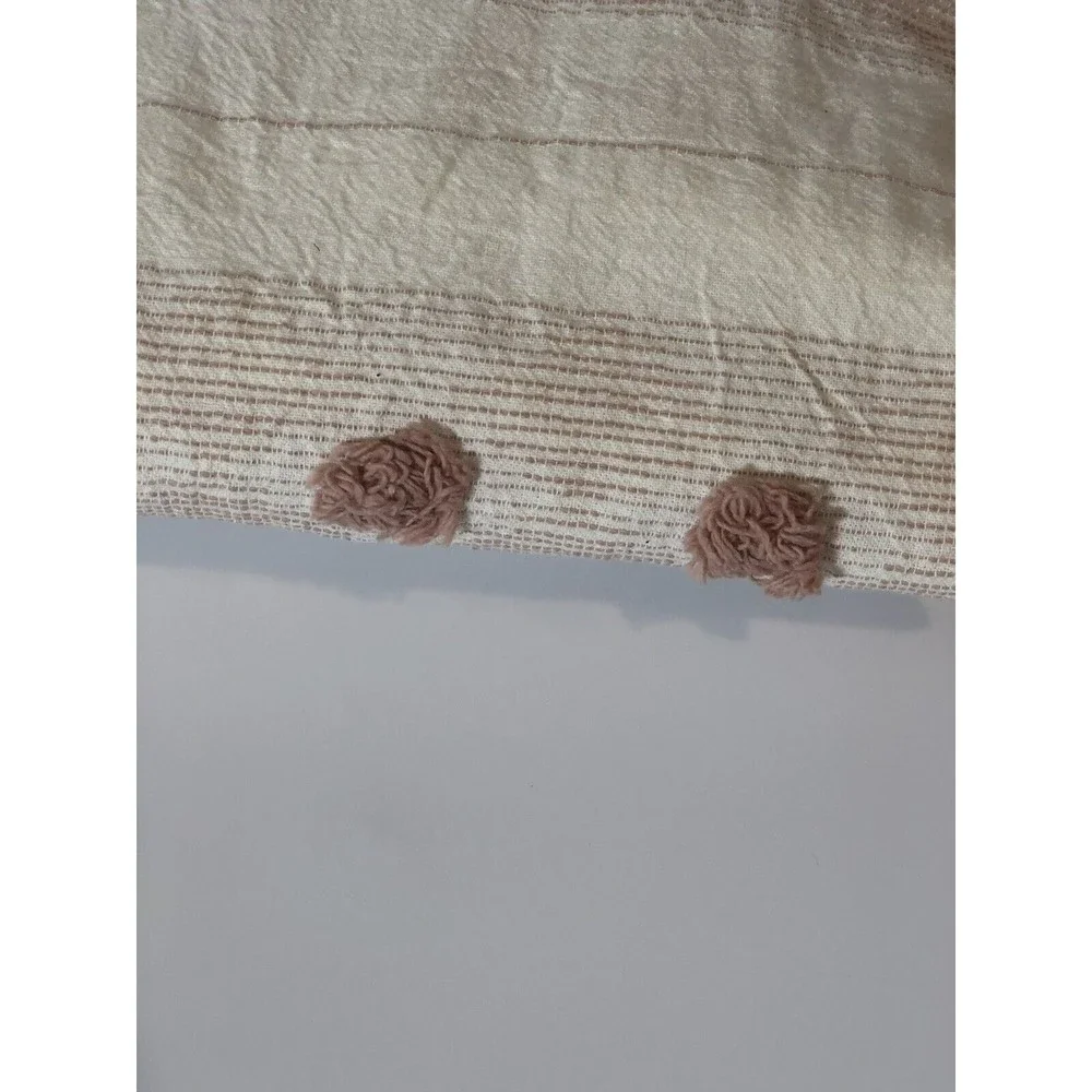 The Pure Collection Fabric Shower Curtain Ivory/ Textured Mauve Tufts Cotton New